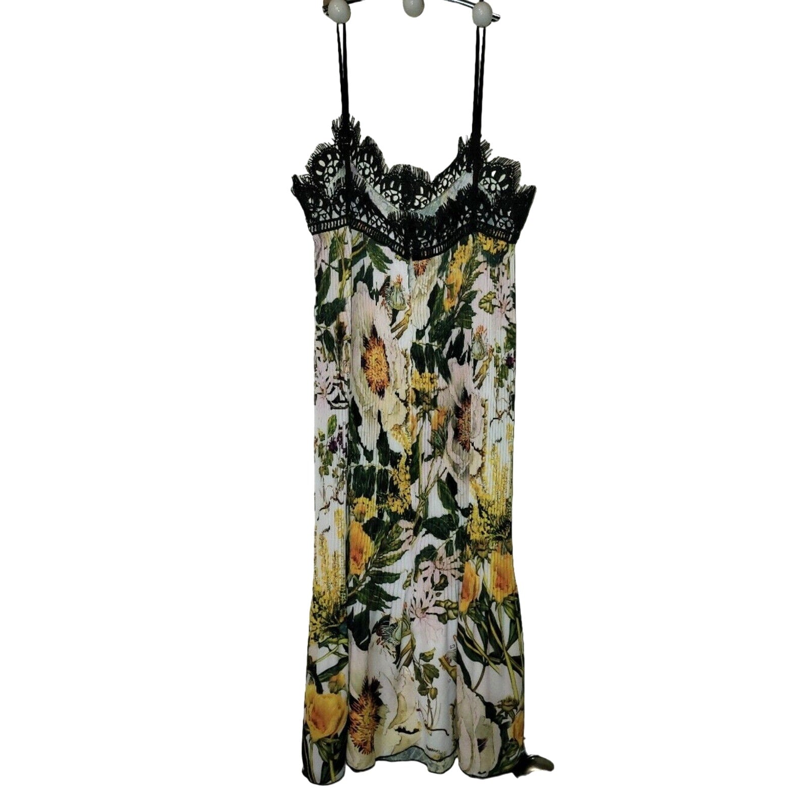 New Anthropologie x Delfi Sunglow Pleated Floral Slip Dress Retail $278 XS Lace
