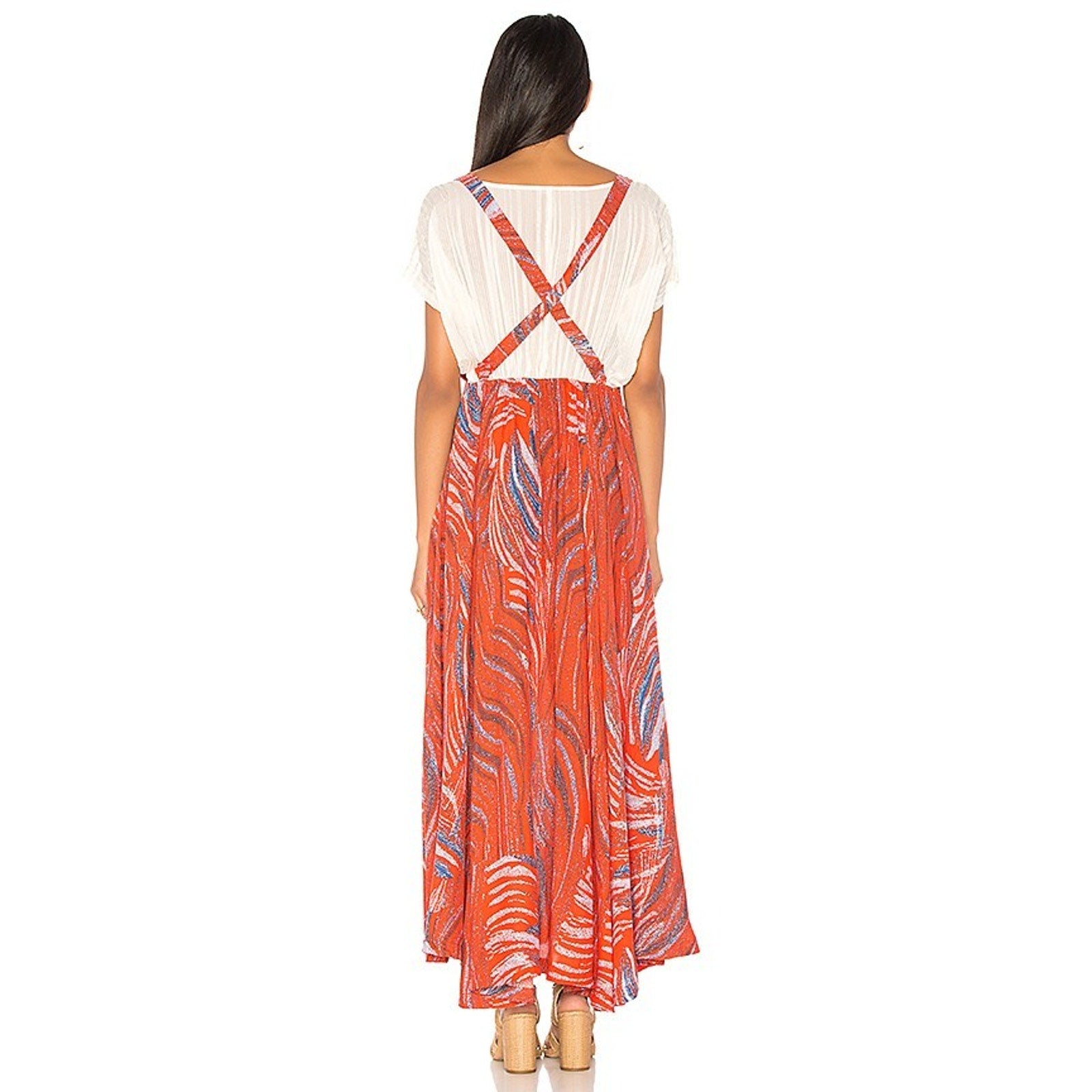 NEW Free People A Thousand Kisses Crew Neck Maxi Dress $198 Size Small Abstract