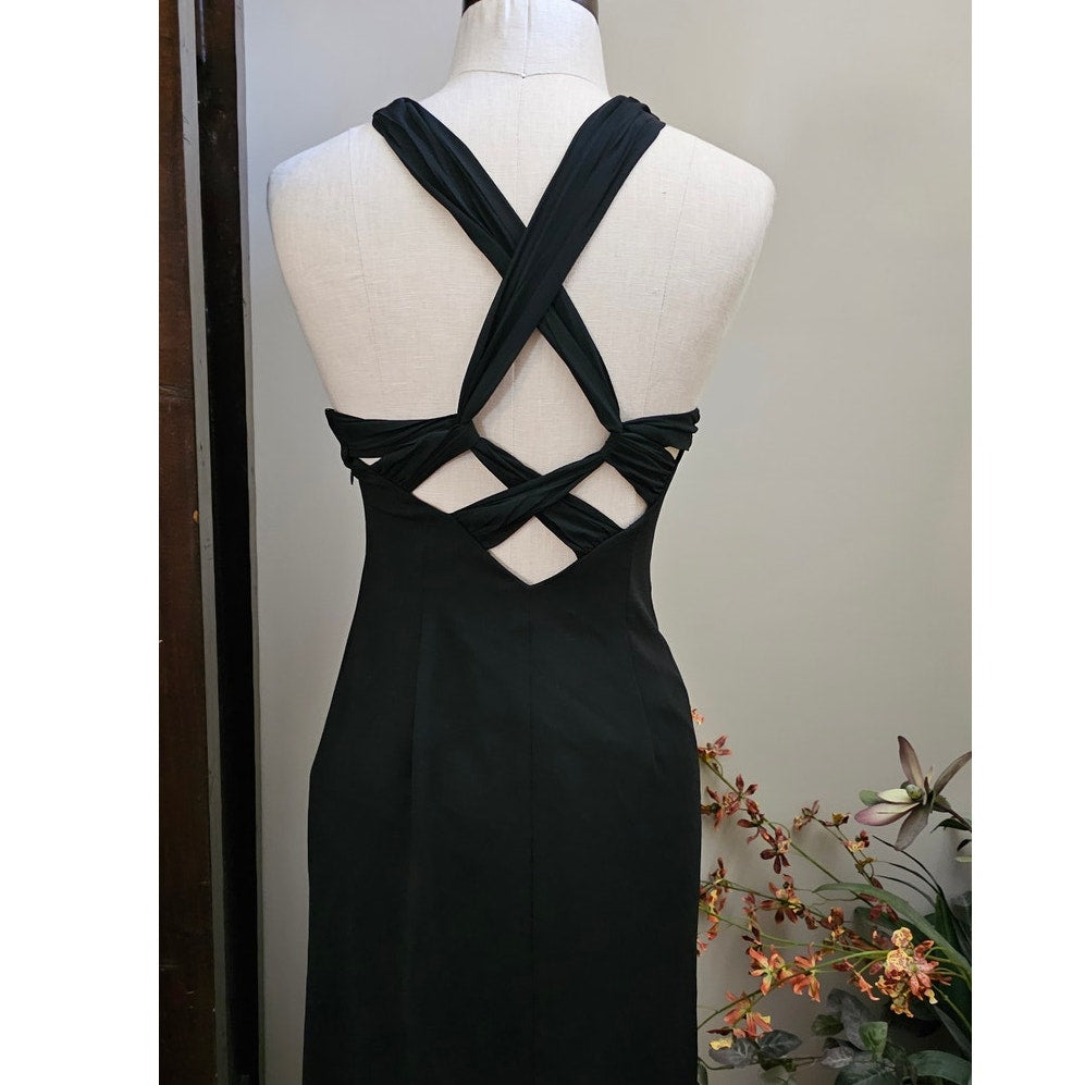 New Anthropologie BHLDN Selina Criss-Cross Crepe Halter Maxi Dress $228 SIZE 2