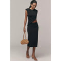 Anthropologie Sleeveless Cutout Knit Midi Dress LARGE Black Anthropologie