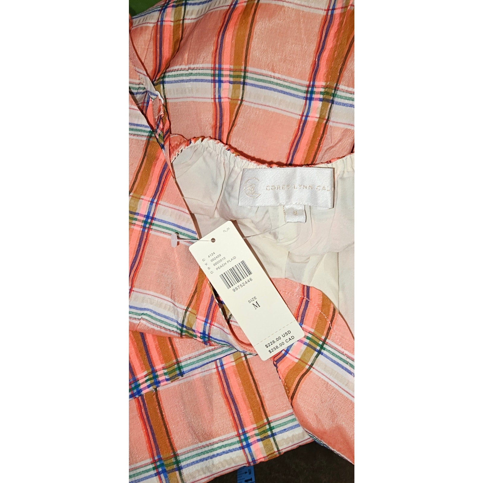 Anthropologie Corey Lynn Calter V-Neck Waistless Jumpsuit Medium Plaid Anthropologie