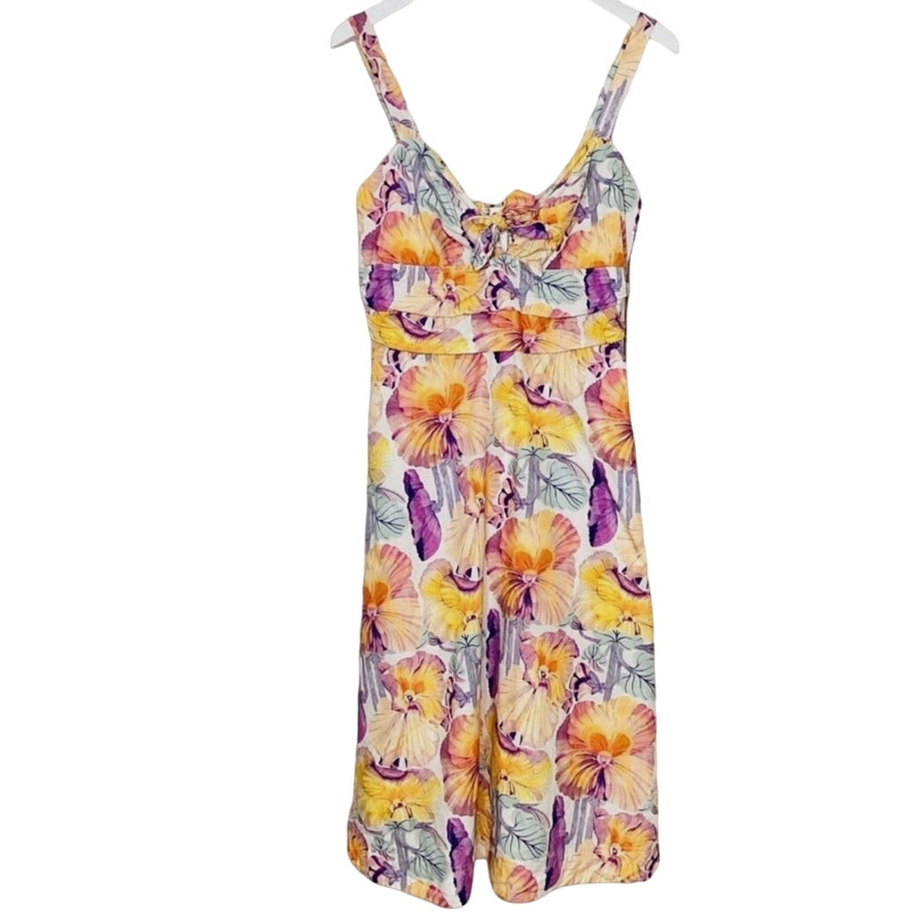 New Anthropologie Cecilia Pettersson Tie-Front Midi Dress SIZE 6 Yellow Floral
