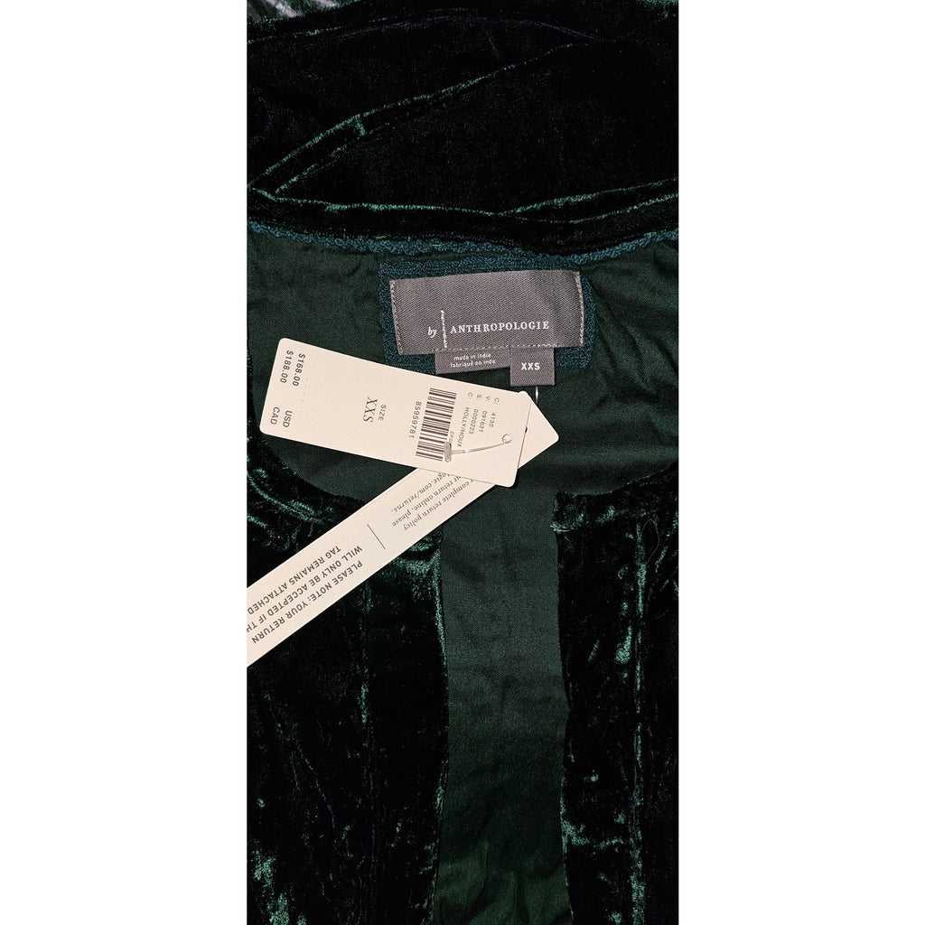 New Anthropologie The Somerset Mini Dress: Velvet Edition $168 XXS - 00 Holly