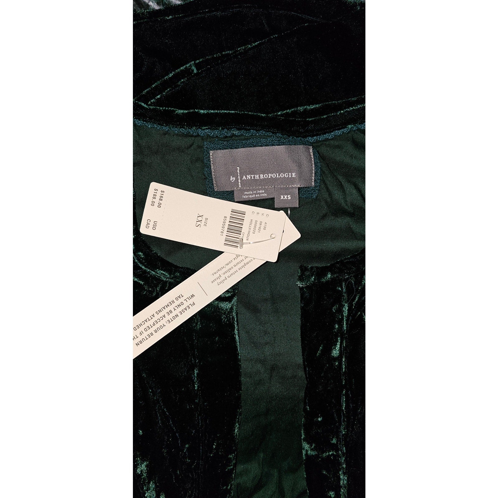 New Anthropologie The Somerset Mini Dress: Velvet Edition $168 XXS - 00 Holly