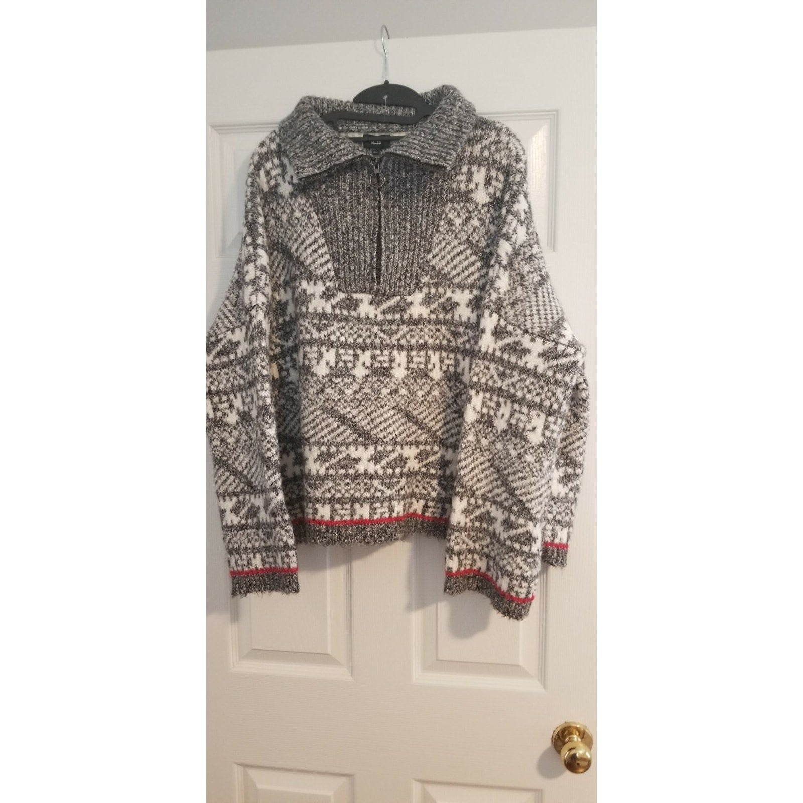 New Anthropologie by Line Geo Fairsile Half-Zip Pullover Size Small Grey