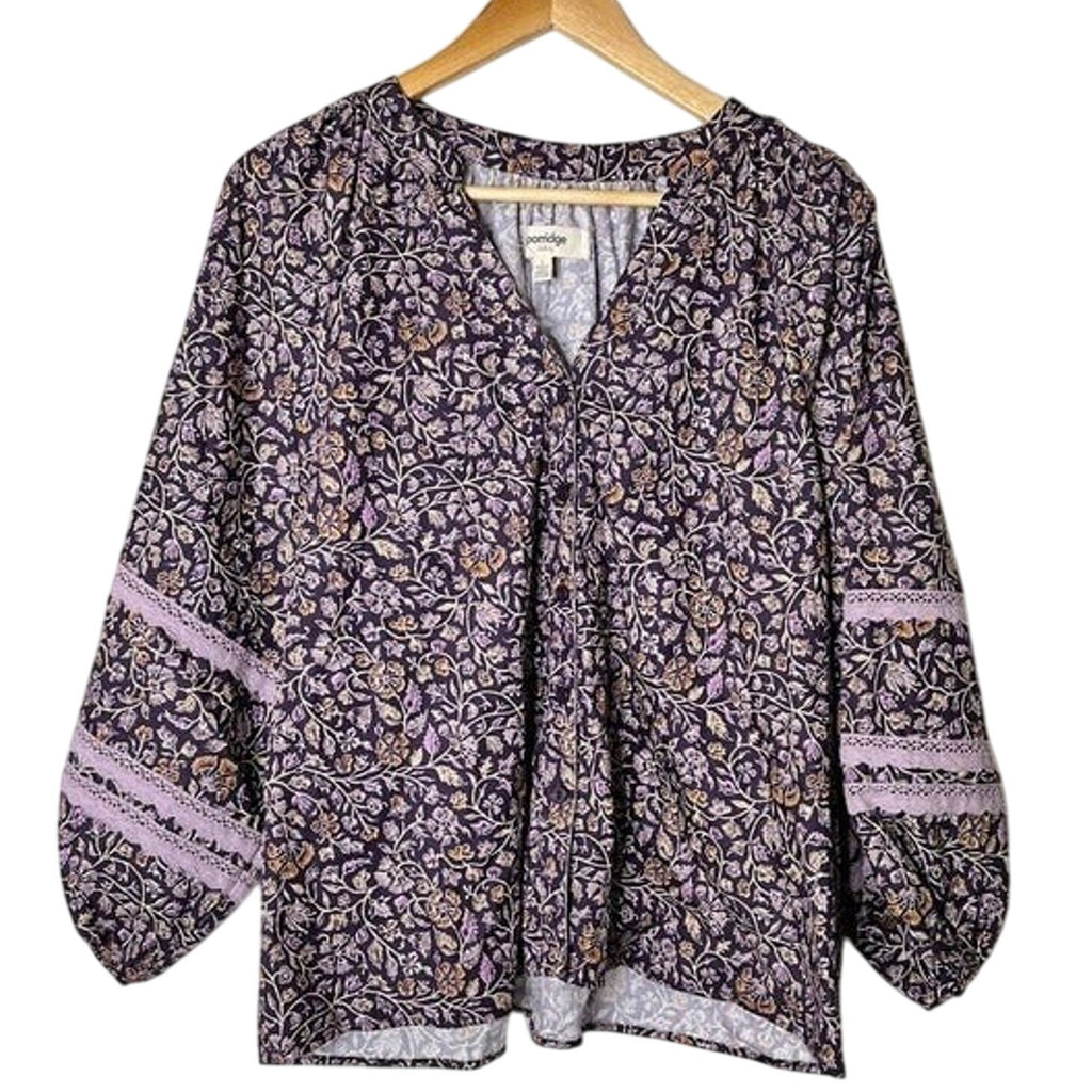 NEW Anthropologie Porridge Jovie Puff Sleeved Floral Blouse Size Small