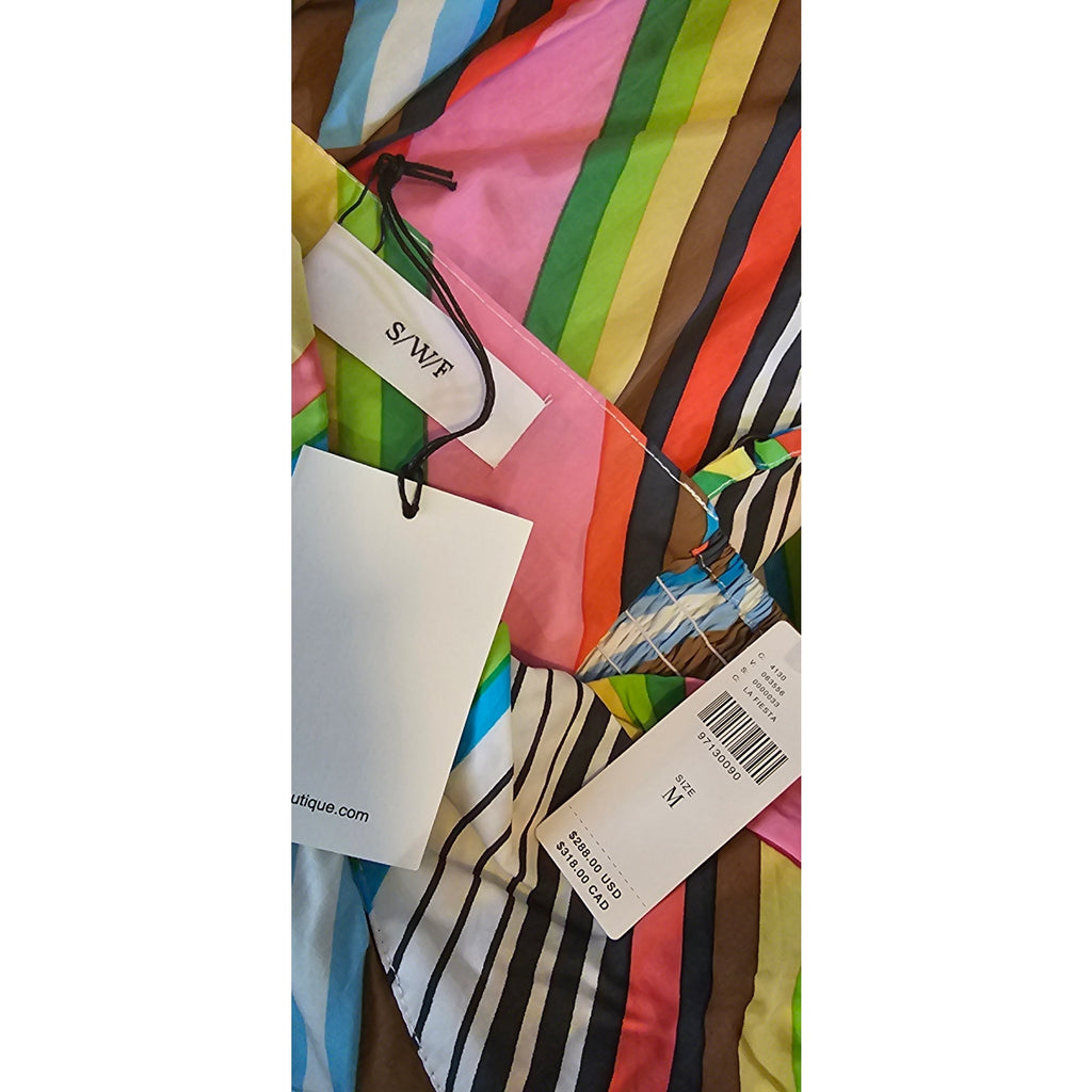 Multicolor striped mini dress with SWF tag and barcode label