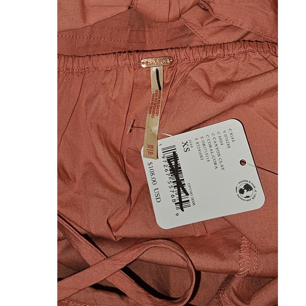 Free People In My Town Pleated Midi Dress FREE-EST $108 X-SMALL Canyon Clay
