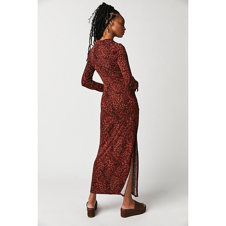 New Free People Shayla Faux Wrap Midi Dress $128 SMALL Long Sleeve