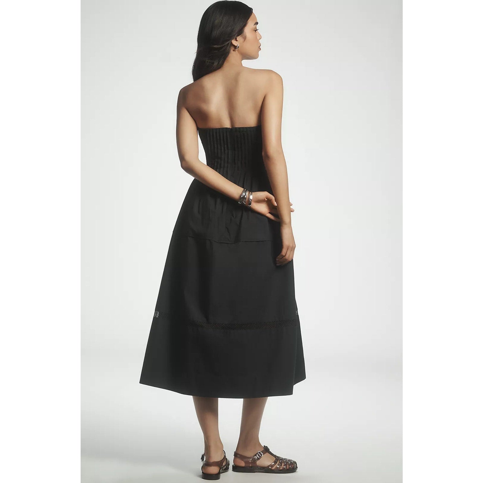 Anthropologie Cotton Poplin Strapless Midi Dress