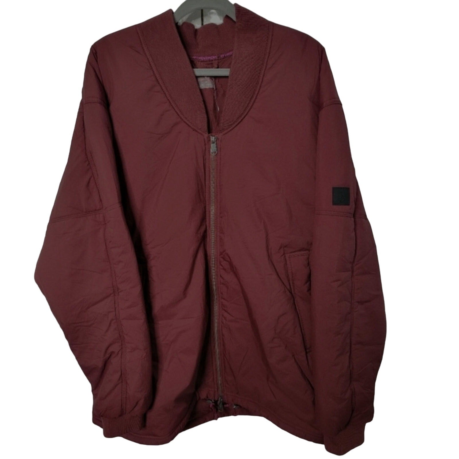 New Free People FP MOVEMENT Midnight Moon Solid Bomber Jacket $198 LARGE Wine