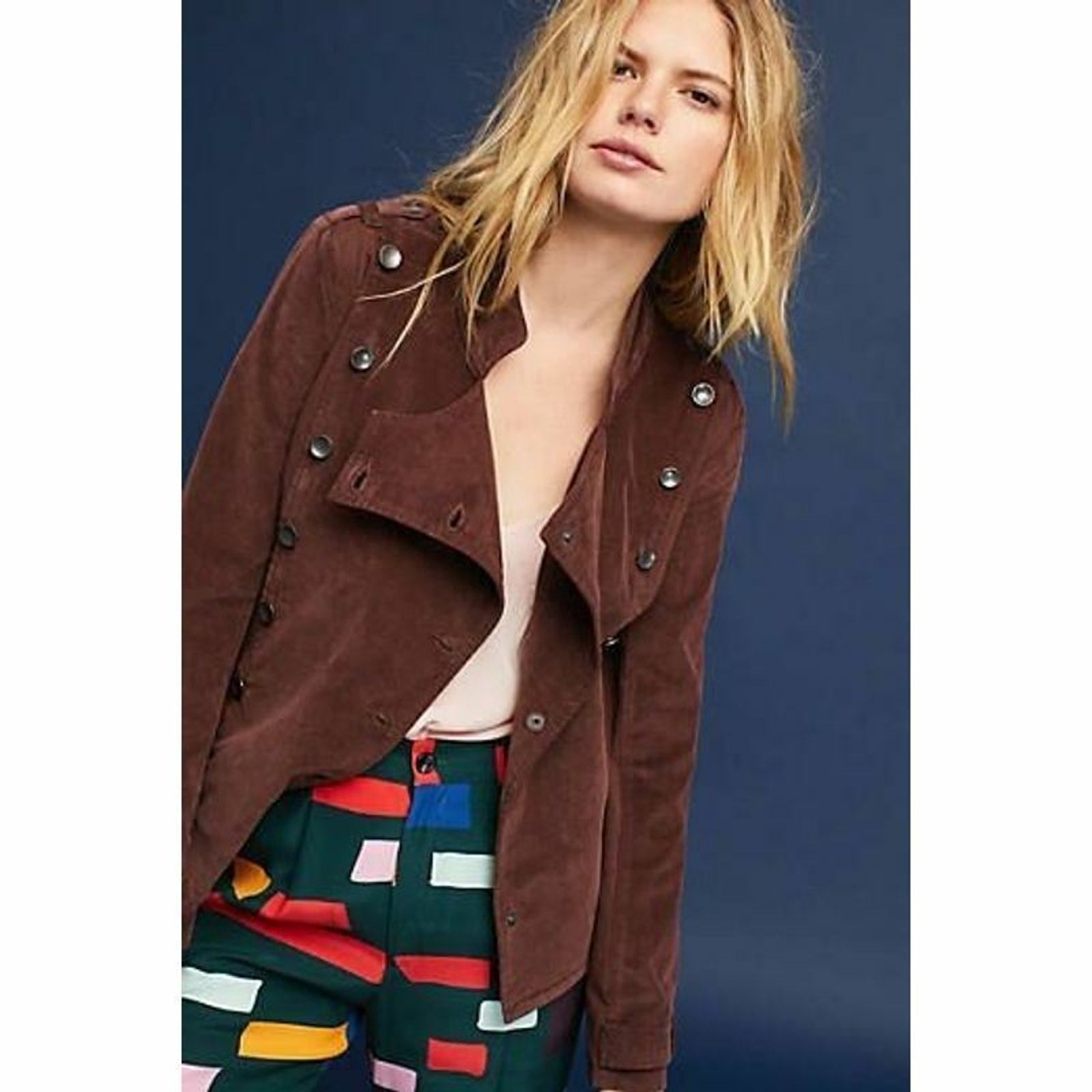 New Anthropologie Marrakech Knit Cadet Jacket $158 SMALL Wine