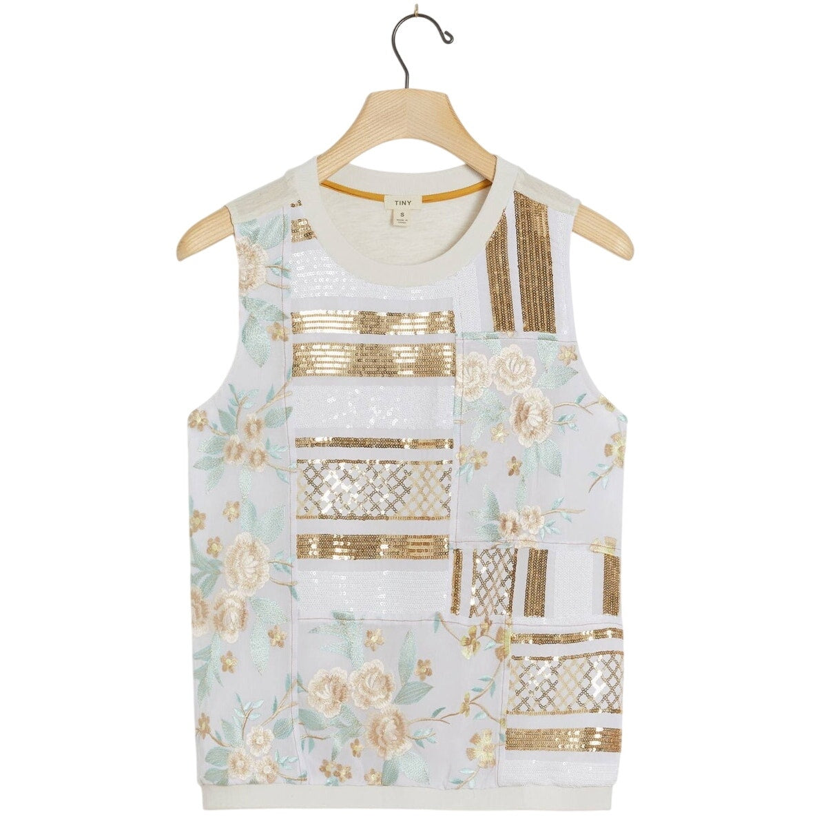 Anthropologie Jessika Sequined Top by Tiny PLUS 2X Neutral Motif Anthropologie