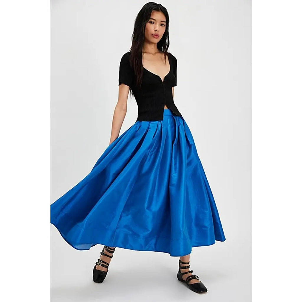 Free People Emilia Full Skirt X-SMALL Lake Victoria BLUE High-Rise Free People