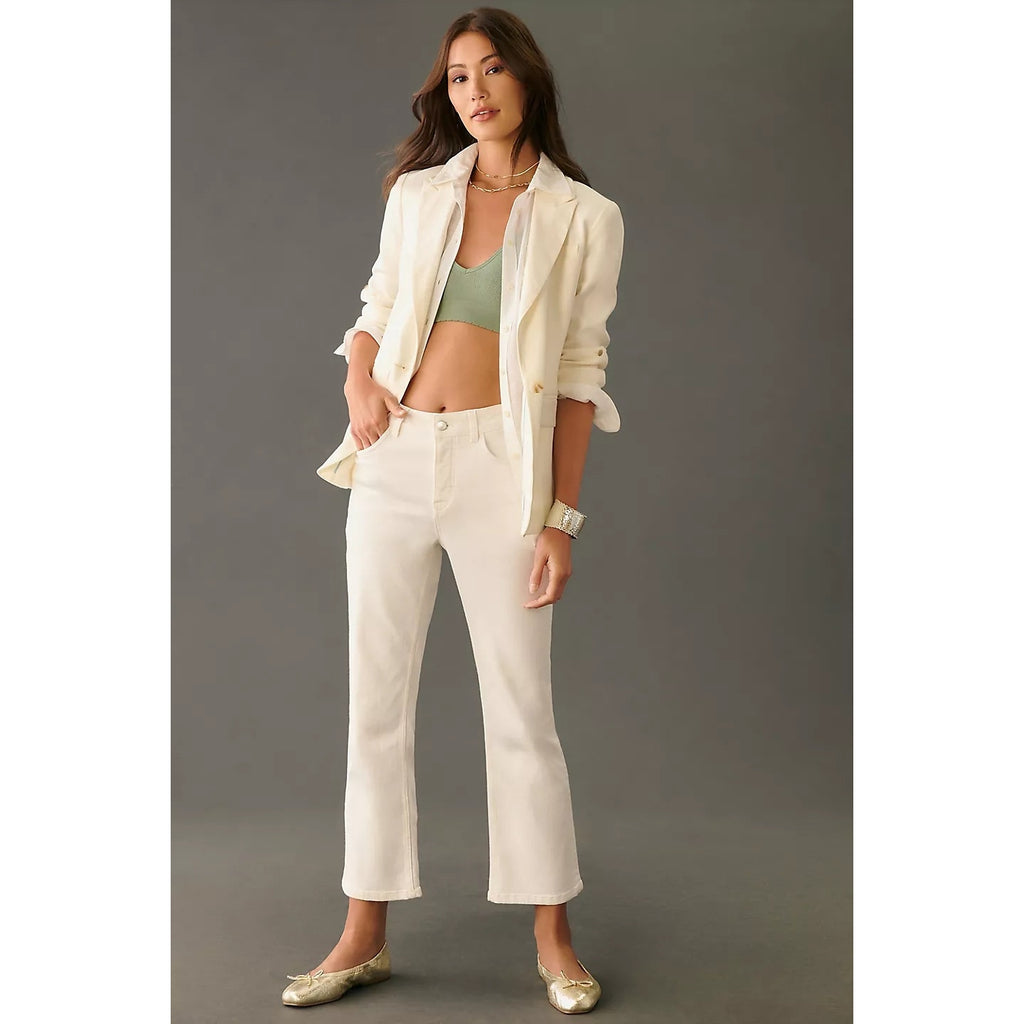 New ANTHROPOLOGIE The Yaya Mid-Rise Crop Flare Jeans by Pilcro $148 WHITE 23T