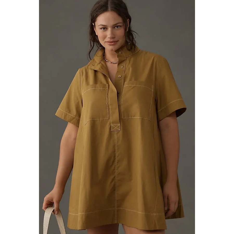 Anthropologie The Jeannie Short-Sleeve A-Line Mini Dress by Maeve $148 XL