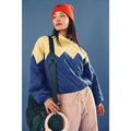 New FREE PEOPLE Zig Zag Pullover $198 X-SMALL Dandelion Combo YELLOW/BLUE