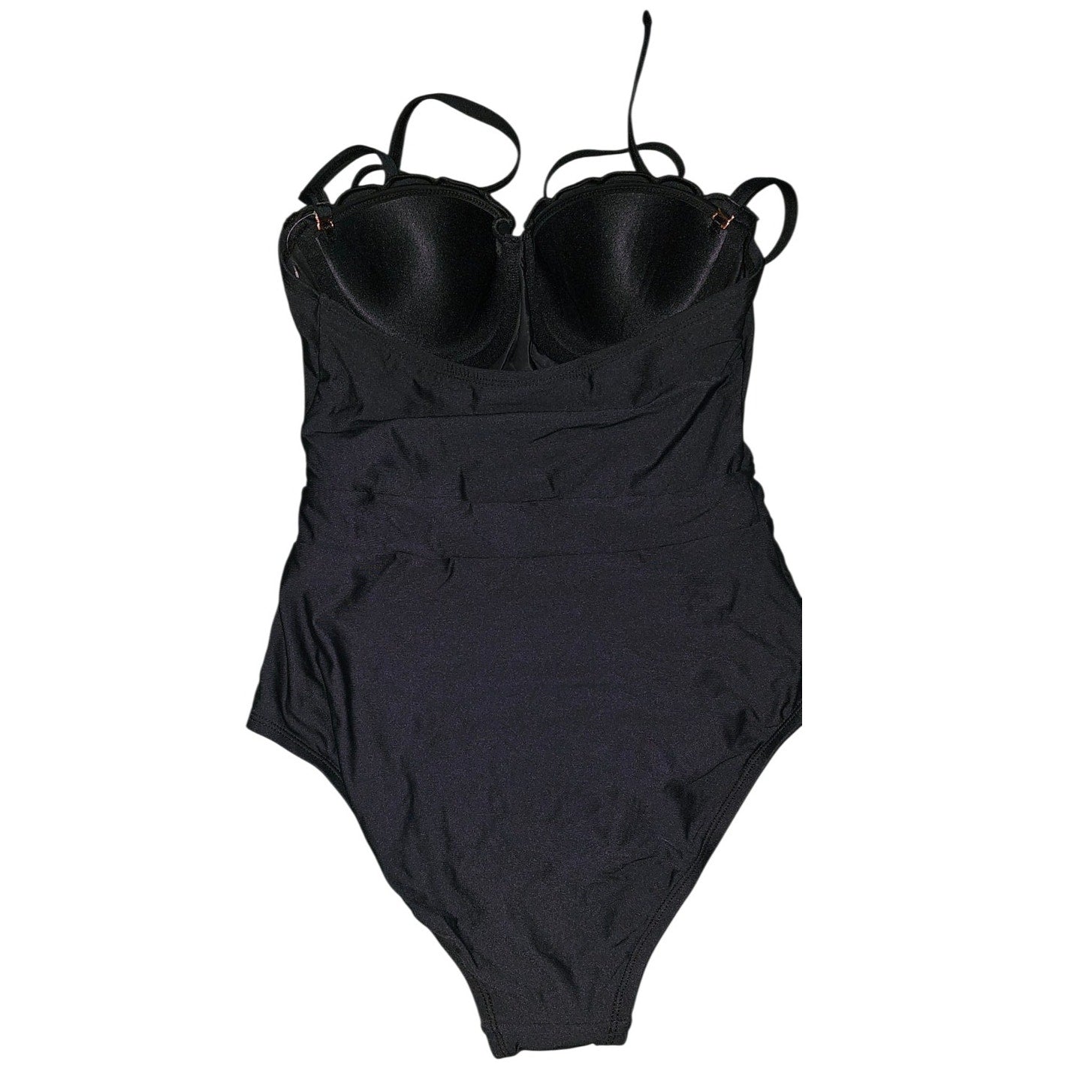 Anthropologie Banded Scallop One-Piece Swimsuit SMALL Black Anthropologie