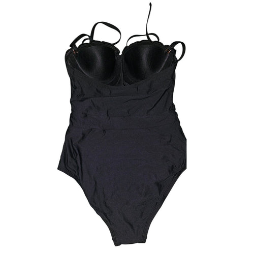 Anthropologie Banded Scallop One-Piece Swimsuit SMALL Black Anthropologie