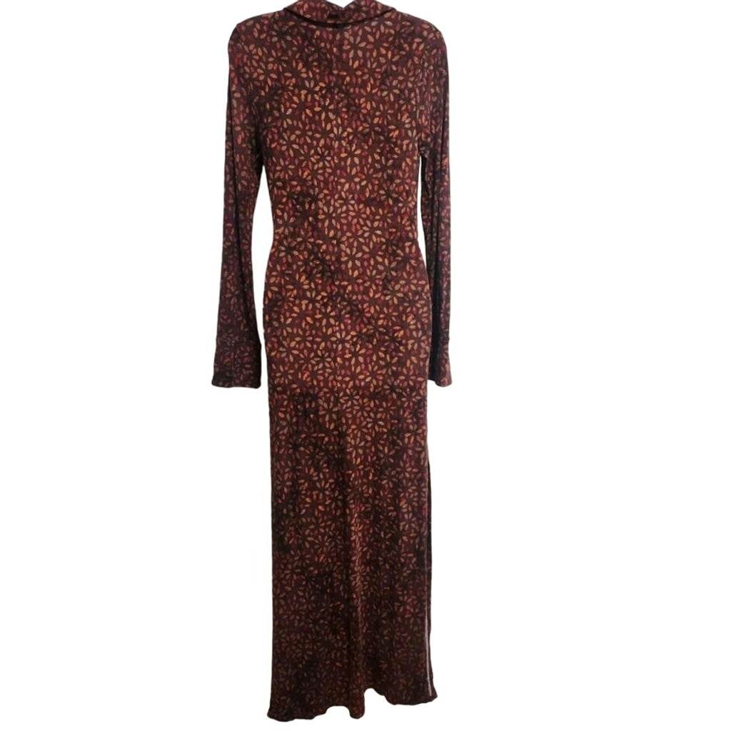 New Free People Shayla Faux Wrap Midi Dress $128 SMALL Long Sleeve