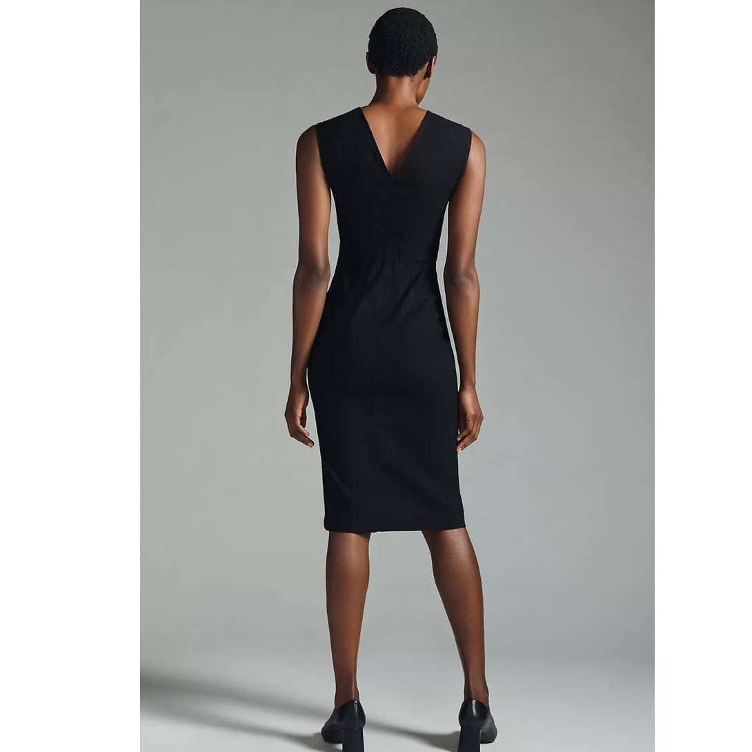 New By Anthropologie Zip-Up Pencil Dress MAEVE $180 SIZE 0 Black Stretchy