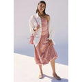 New FREE PEOPLE Beach Liza Drop-Waist Midi Dress $78 MEDIUM Tuscany Ruched