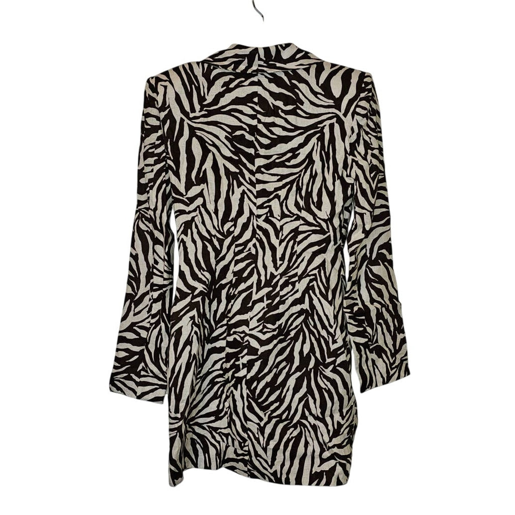 New Free People RUMER Cyrus Zebra Striped Blazer Mini Dress $379 X-SMALL Brown