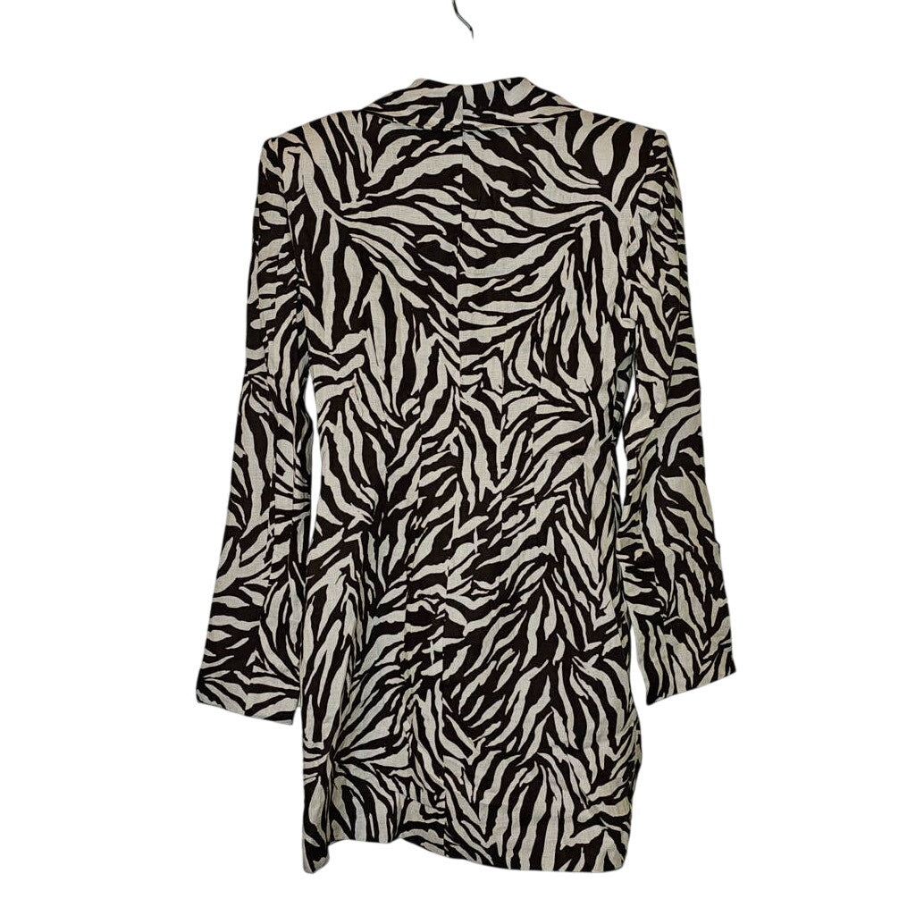 New Free People RUMER Cyrus Zebra Striped Blazer Mini Dress $379 X-SMALL Brown