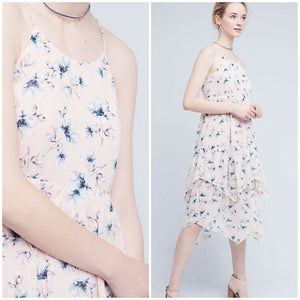 Nwt Anthropologie x Moon River Firenze Tiered Midi Dress Small Petite $158 Pink