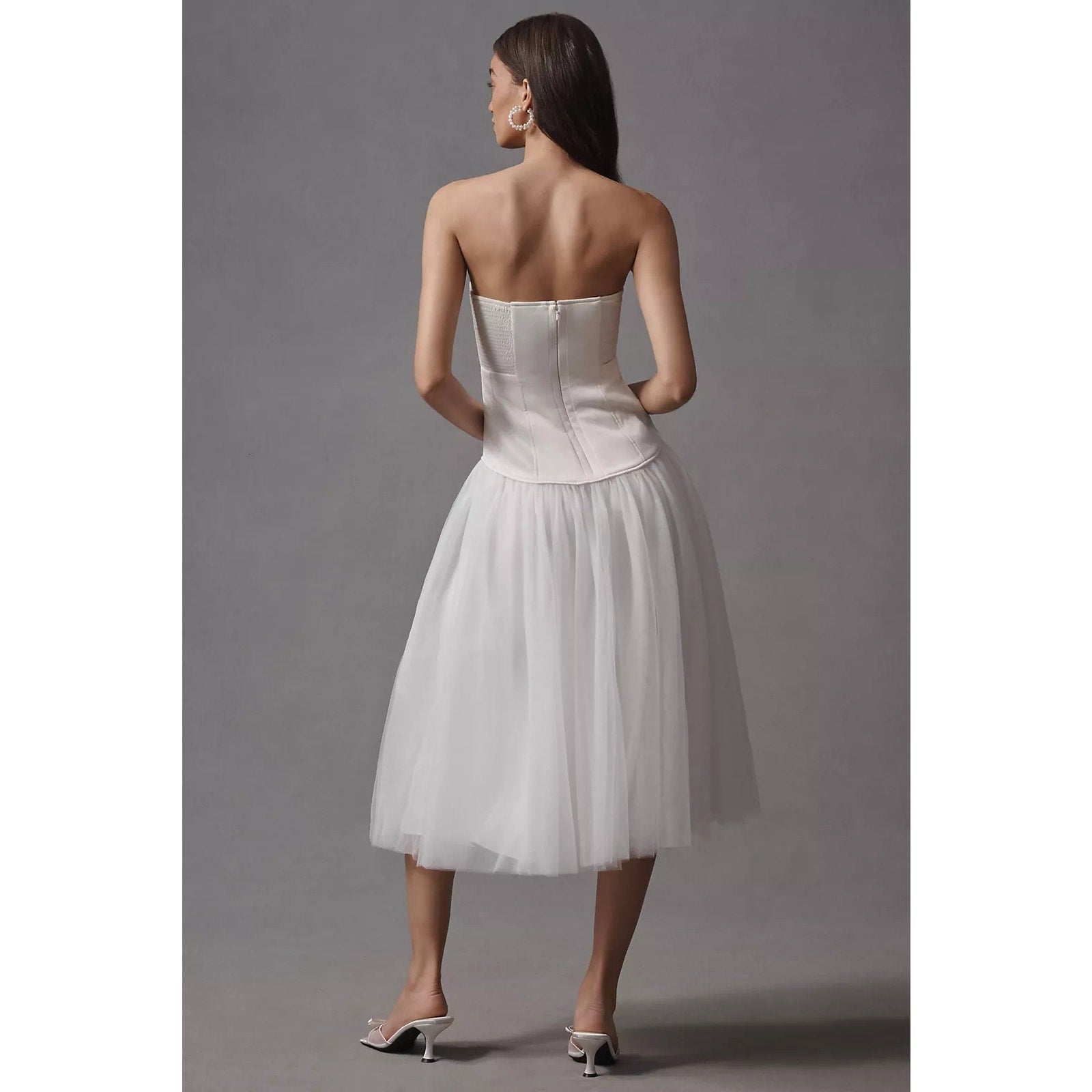 Anthropologie BHLDN Strapless A-Line Satin Tulle-Skirt Midi Dress XL Anthropologie
