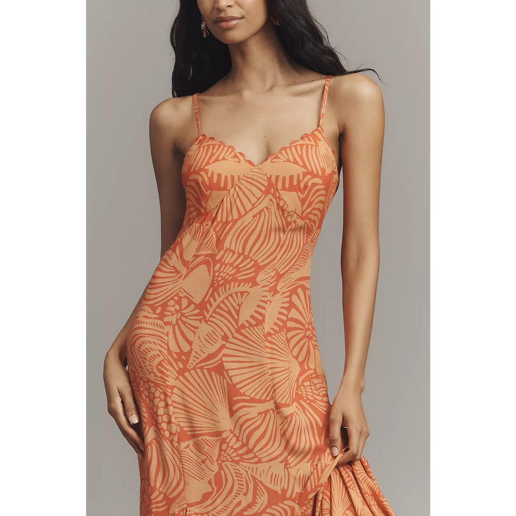 Anthropologie Conditions Apply Ellianna Ruffled Slip Maxi Dress X-LARGE Anthropologie