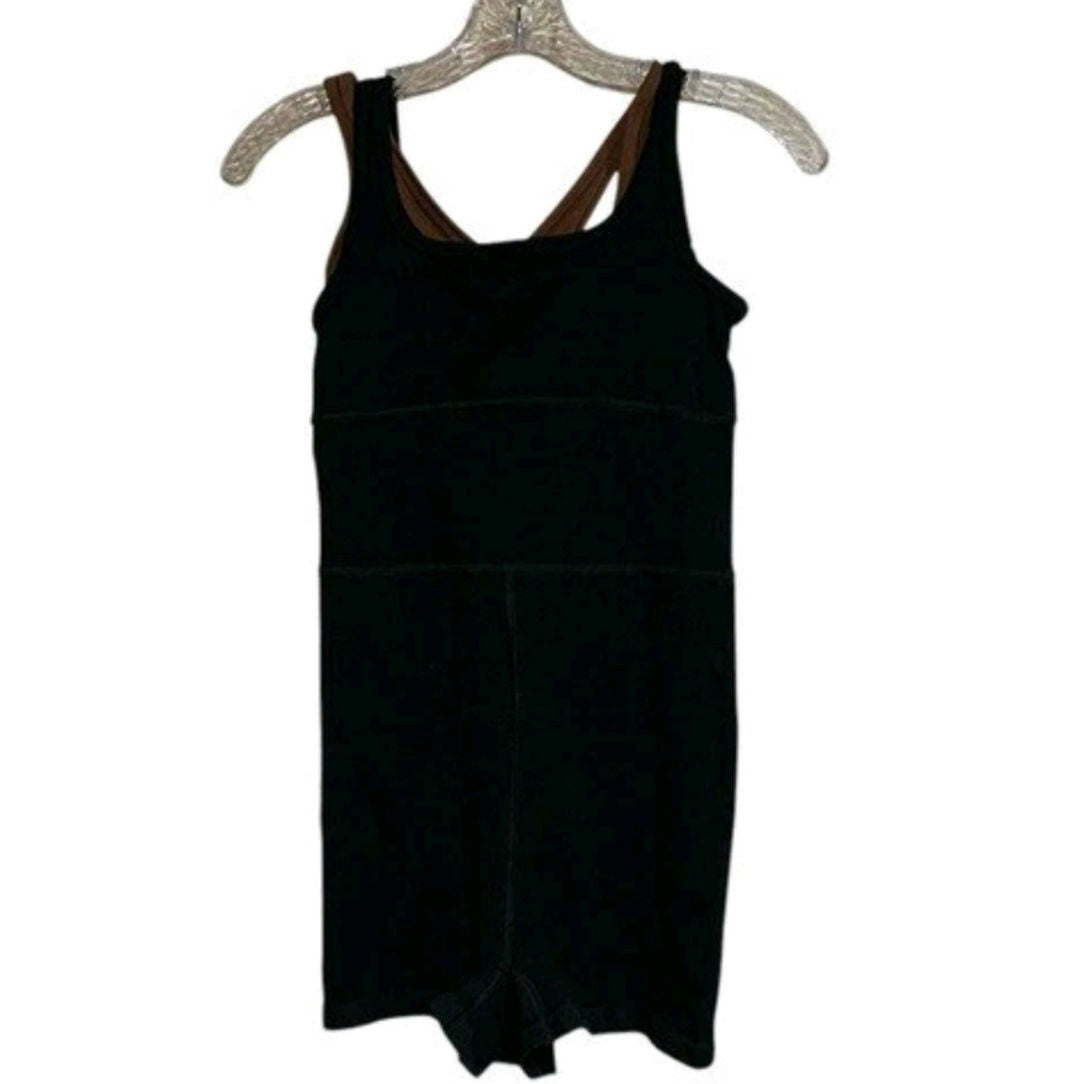 New Free People FP MOVEMENT It Takes Two Runsie $70 X-SMALL Black & Brown