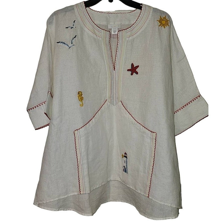 New Intropia Cross Stitch Needlepoint Embroidered Blouse $260 SIZE 38 MEDIUM