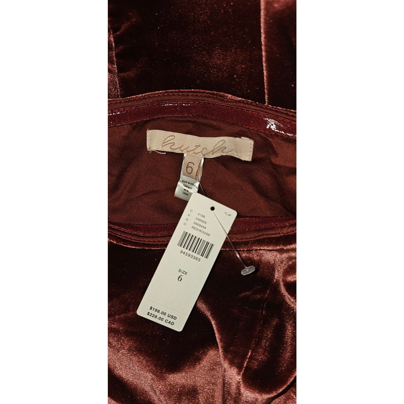 New ANTHROPOLOGIE Bardot Verona Long-Sleeve Sequin Slim Midi Dress SIZE 10 WINE