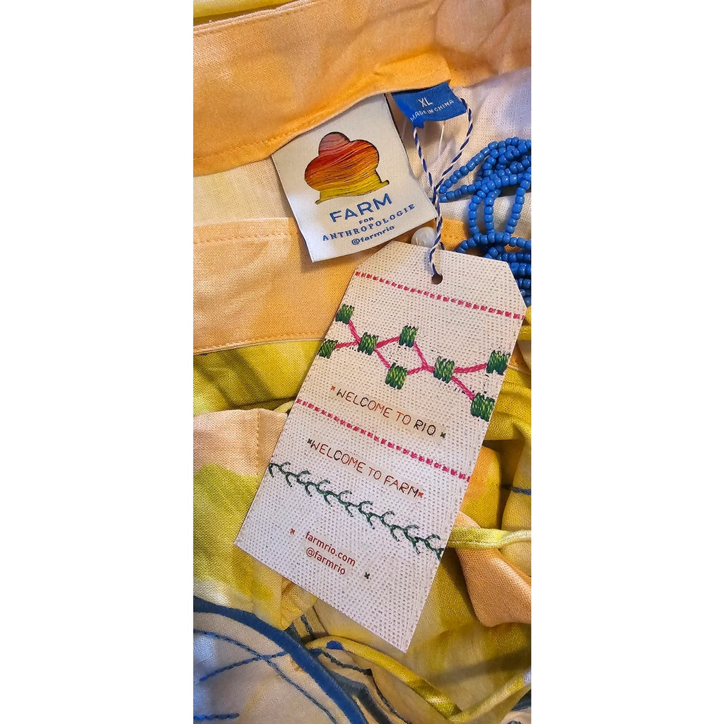 Farm Rio Anthropologie Floral Printed Linen Blend Halter Midi Dress XL FARM Rio for Anthropologie