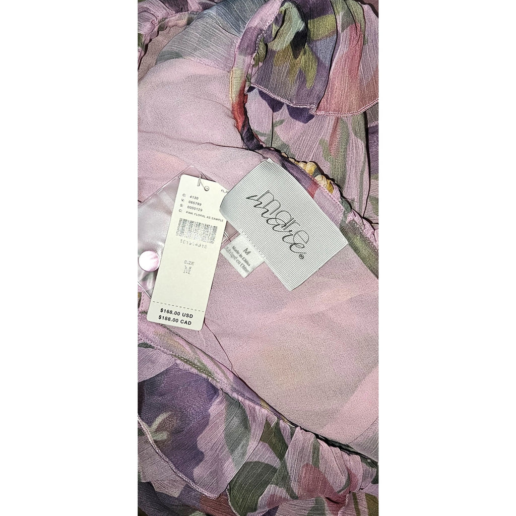 Anthropologie Mare Mare Long-Sleeve Mini Dress $168 Medium Pink Floral Boho