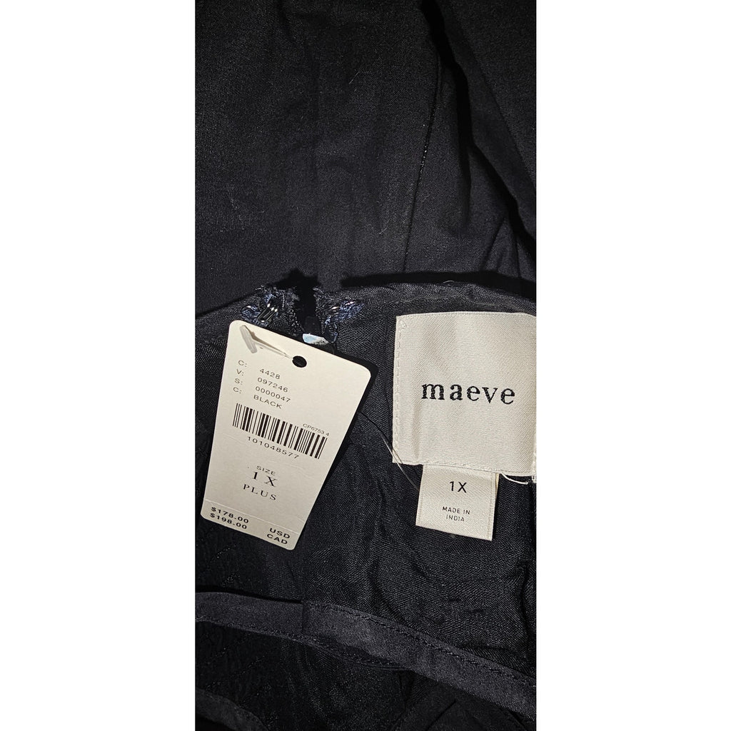Anthropologie Maeve Sleeveless Square-Neck Drop-Waist Midi Dress 1X Anthropologie