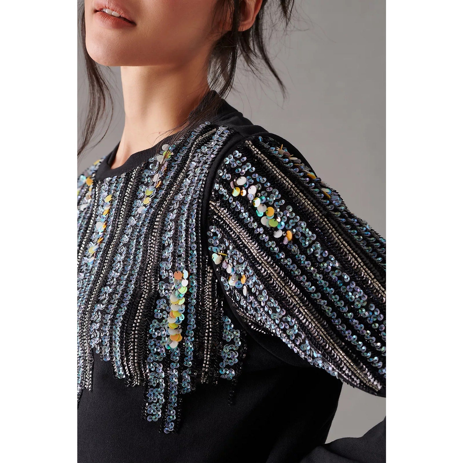 Anthropologie Let Me Be Disco Sequin Sweatshirt