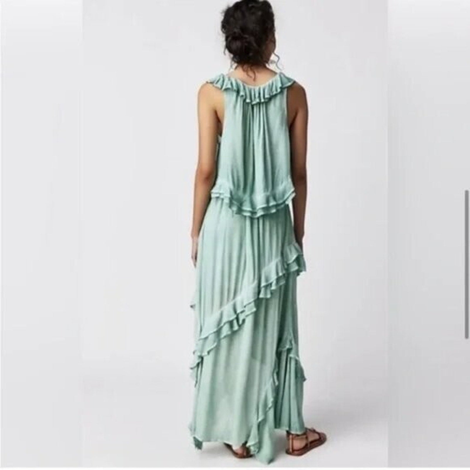 Nwt Free People $168 If Only Two Piece Set Top & Maxi Skirt Harbor Green Small