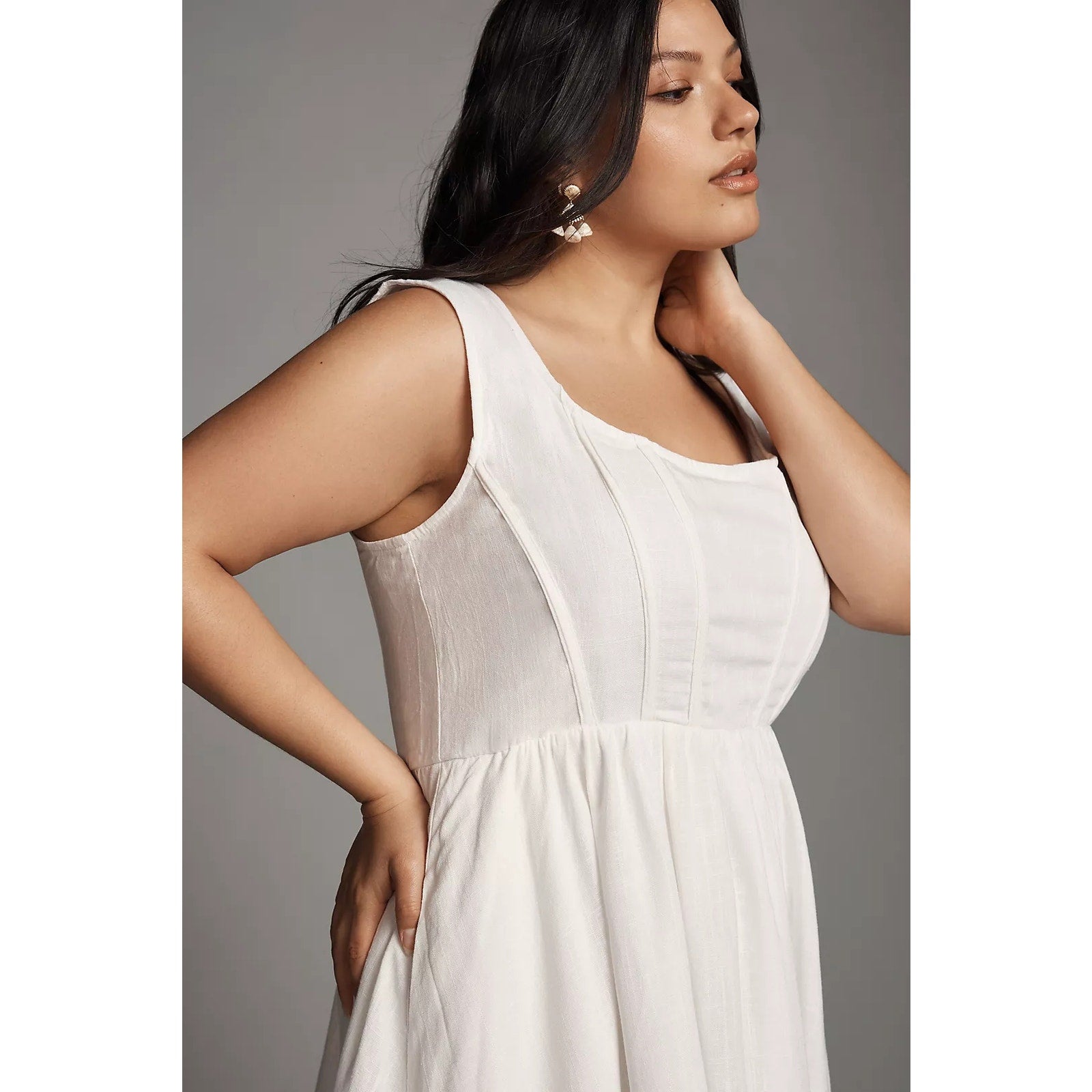Anthropologie Aureta Fit & Flare Corset Mini Dress $198 MEDIUM White Smocked