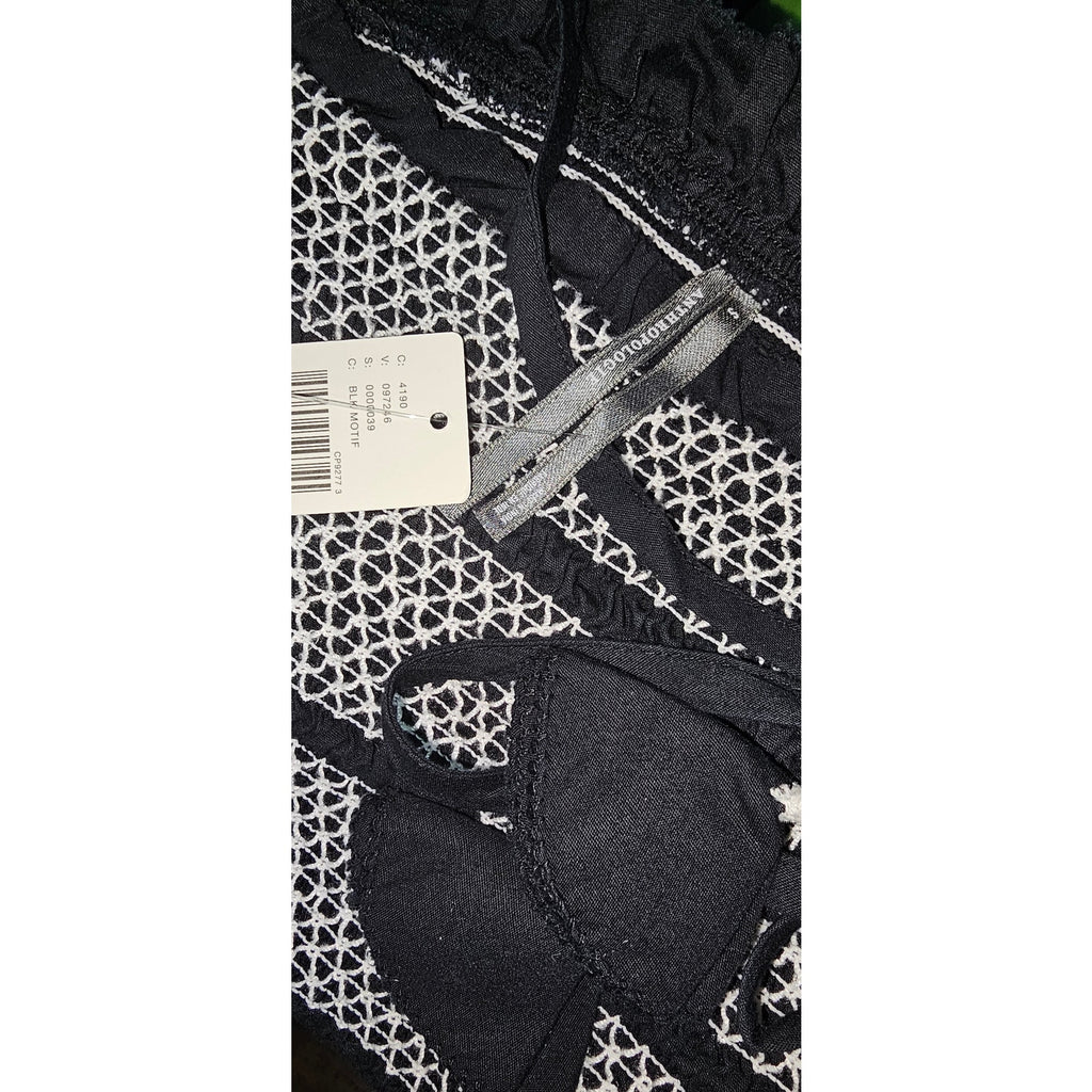 By Anthropologie Puff-Sleeve Square-Neck Smocked Mini Dress SMALL Black Anthropologie