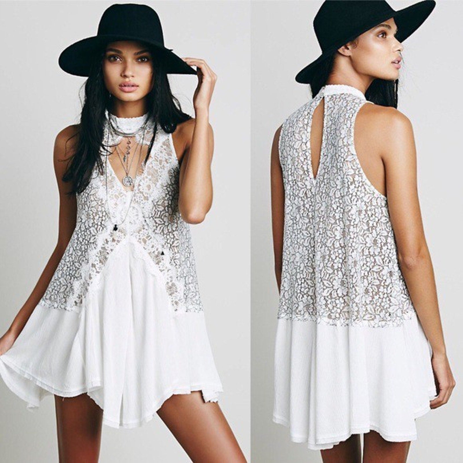 NEW Free People Cross My Heart in Lace Tunic $108 White Size Small