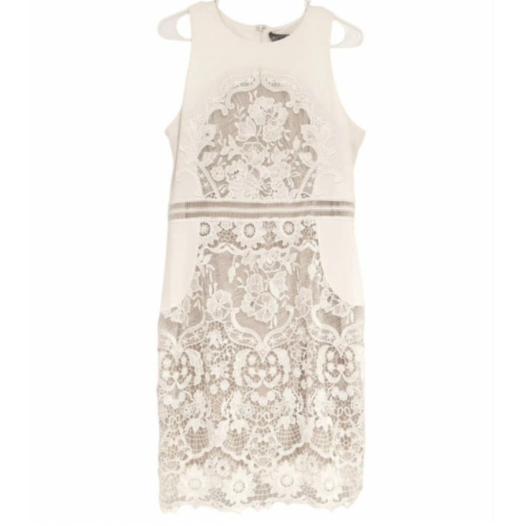 New Anthropologie James Coviello Ashbury Dress BHLDN $220 SIZE 8 Ivory/Nude