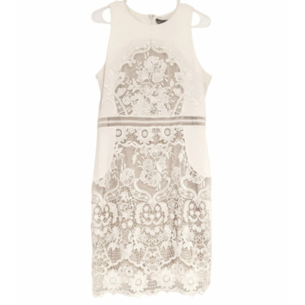 New Anthropologie James Coviello Ashbury Dress BHLDN $220 SIZE 8 Ivory/Nude