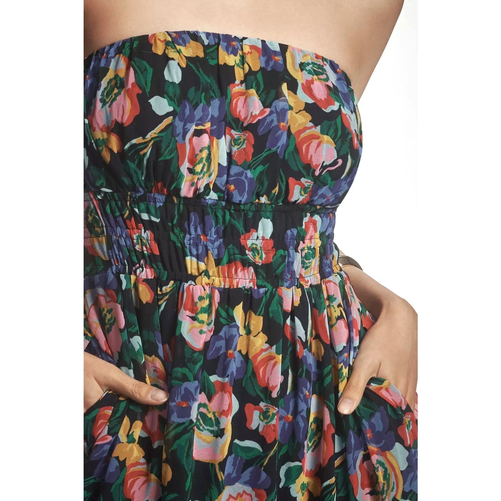 Anthropologie The Somerset Strapless Maxi Dress $178 Medium Blue Floral