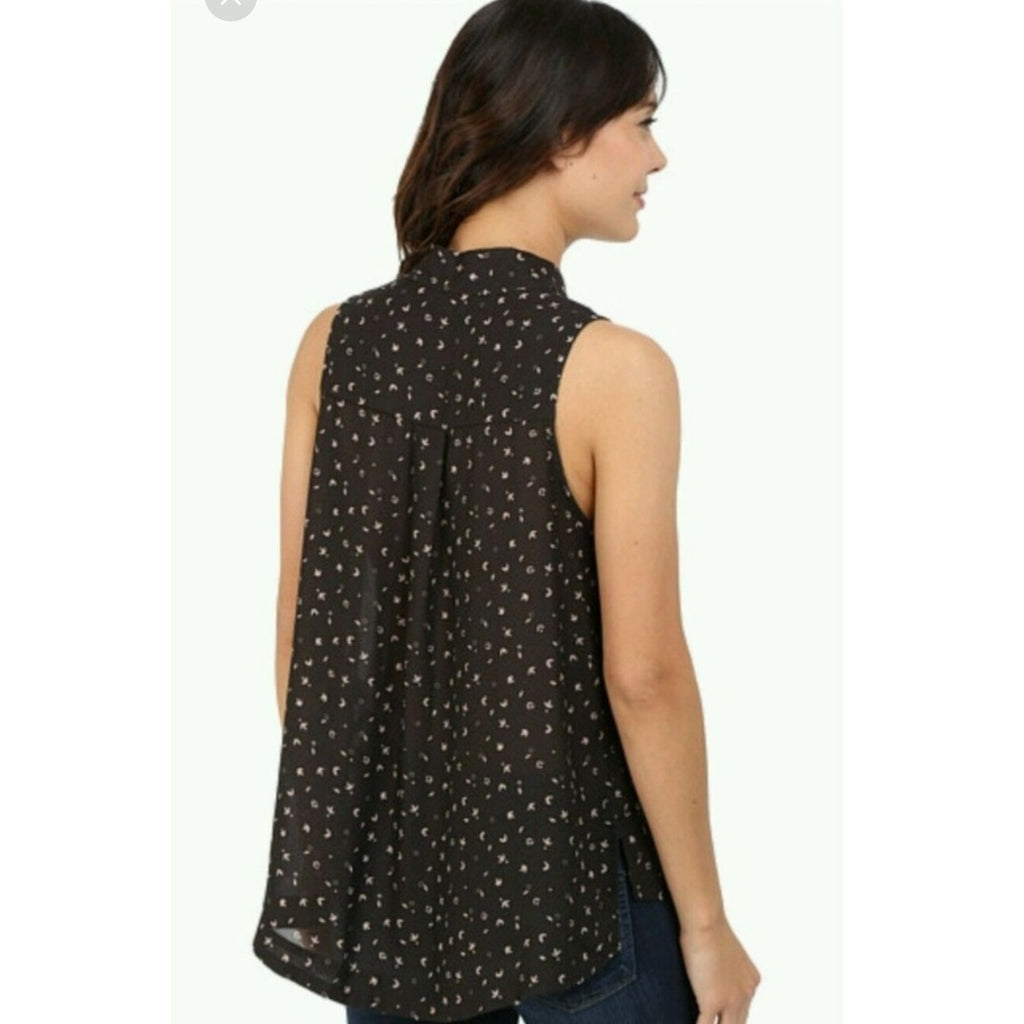 New Free People Tie Front Sleeveless Blouse $78 X-SMALL Black