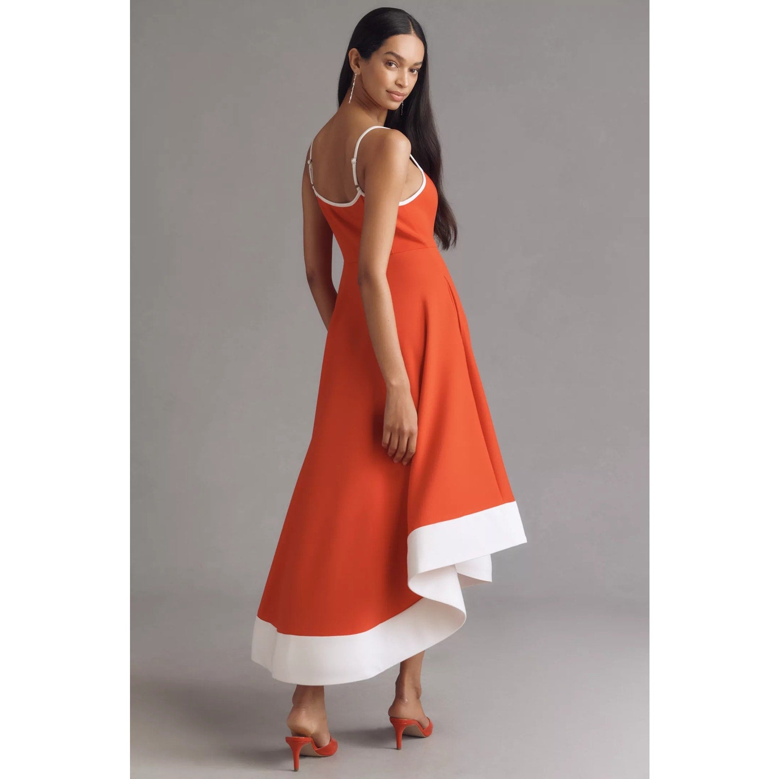 Anthropologie Maeve Colorblock A-Line Midi Dress Small Petite Red Anthropologie