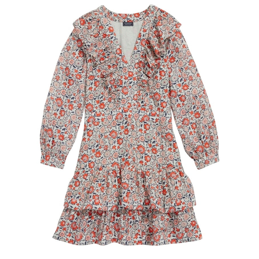 New VIineyard Vines Ivy Ruffle Mini Dress $328 SIZE 2 Multi Stone Floral