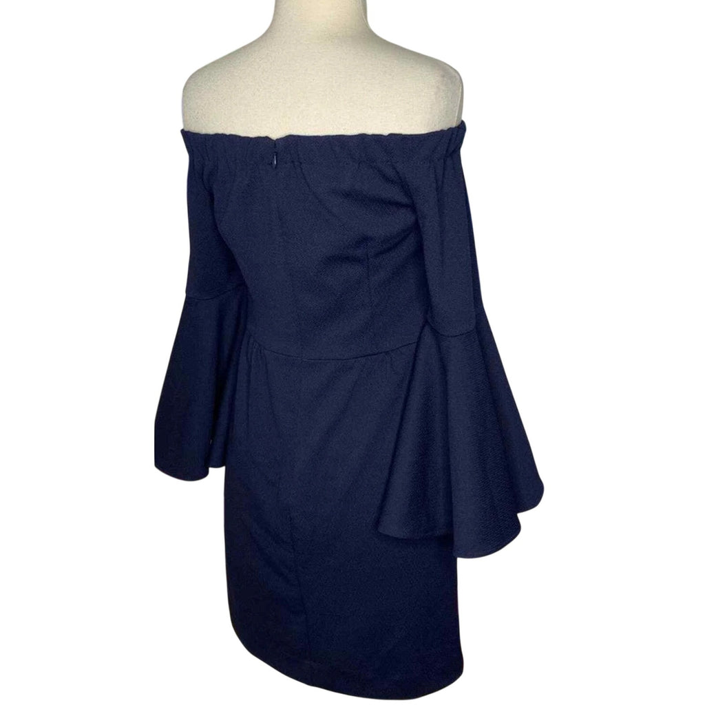 Turk Miley Off The Shoulder Navy Ponte Dress Bell Sleeves