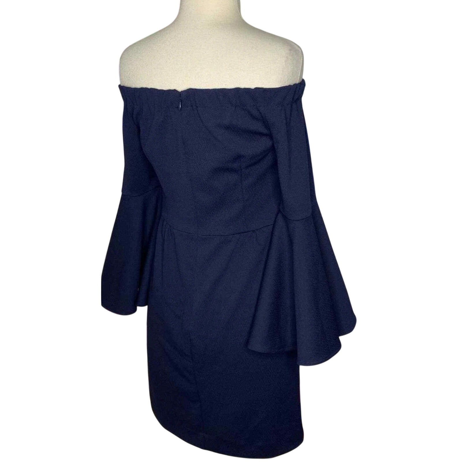 Turk Miley Off The Shoulder Navy Ponte Dress Bell Sleeves